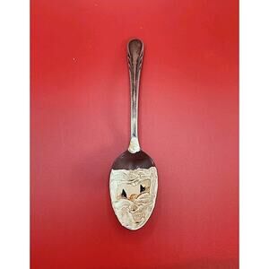 Vtg 1938 R.C.Co Argyle Silverplate Tablespoon 6" HANDPAINTED Santa Clause